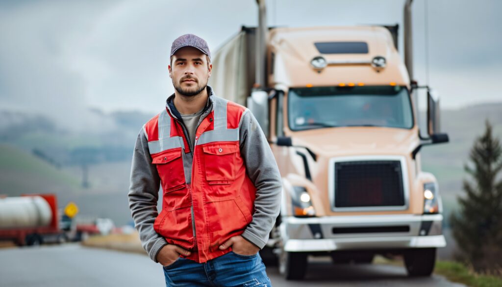 man working as truck driver